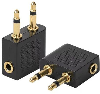 ZFRITP 2 Stück Flugzeug Adapter Kopfhörer, Gold Überzogen Flugzeug Adapter, Auf 3,5 Mm Klinkenbuchse, Airplane Flight Kopfhörer Adapter Für Alle Airlines In-Flight Media Systemen