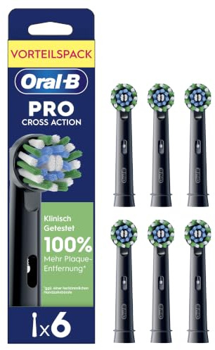 Oral-B Aufsteckbürsten Pro CrossAction Schwarz 6er | Original Zahnbürstenaufsatz für Elektrische Zahnbürste, Gründliche Plaque-Entfernung Und Überlegene Zahnreinigung