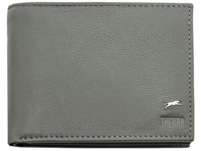 JAGUAR Portafoglio Uomo Pelle Vera Dotato di Scomparti Carte, Portamonete Banconote e Documenti, Idea Regalo Uomo dal Design Classico e Raffinato, Leggero (soli 75gr) Antracite