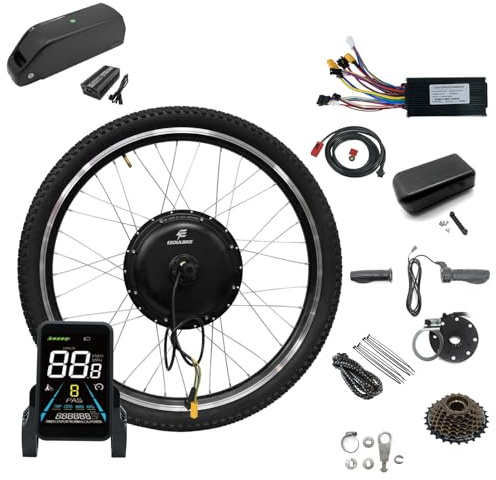 ESOULBIKE Rear Wheel Kit 1OOO/15OO Bike Conversion with 48V 20Ah Battery, Controller, PAS, Brake Sensor 26''/27.5''/28''/29''/700C