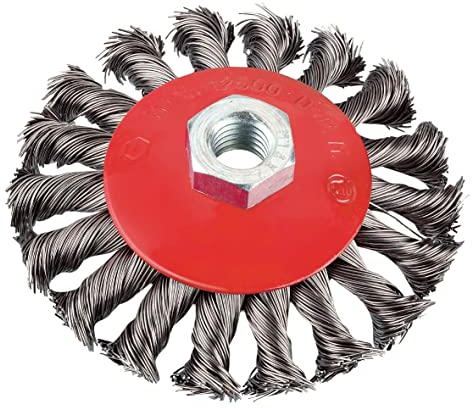 kwb Scheiben-Bürste / Kegelbürste für Winkelschleifer Ø 100 mm, gezopft, M14-Gewinde Aufnahme, aus gezopftem HSS-Stahldraht, für Metall und Stein, zum Reinigen, Entzundern, Aufrauen und Entrosten