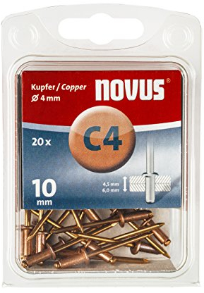 Novus 045-0039 Blind Rivets A 4 x 10 CU Pack of 20, red, 10 mm
