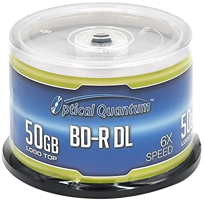 Optical Quantum 50 GB 6X Blu-ray Double Layer Recordable Disc BD-R DL Logo Top, 50-Disc Spindle (MPN: OQBDRDL06LT-50)