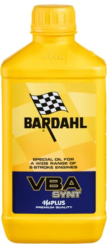 Bardahl - Olio Miscela VBA SYNT, 100% Sintetico, Olio Moto, Scooter, Attrezzi da Giardino con Motore a 2 Tempi, 1 Litro