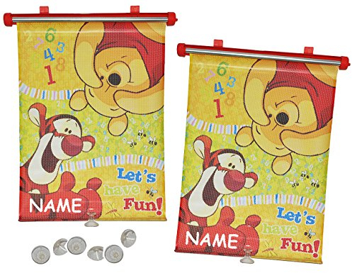 alles-meine.de GmbH 2 TLG. Set Sonnenschutz Rollo - Winnie The Pooh - incl. Namen - für Fenster und Auto Seitenscheibe - Sonnenblende - Jungen Mädchen Kinder Baby - Sonnenrollo -..