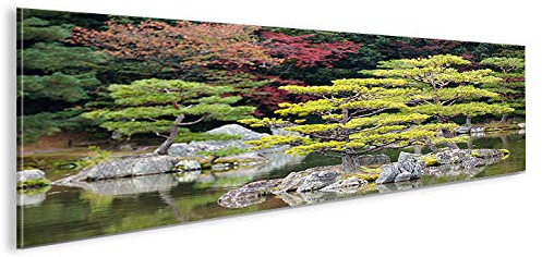 islandburner Bild Bilder auf Leinwand Japanischer Garten V2 Panorama XXL Poster Leinwandbild Wandbild Dekoartikel Wohnzimmer Marke