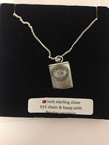 Whisky Hipflask R20 - Emblema de peltre inglés en un collar de plata de ley 925 de 66 cm