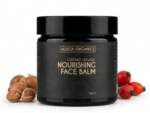 Alucia Organics Nourishing Face Balm 50g Organic Argan Rosehip | Provides Moisturising Care for Dry Mature and Sensitive Skin with Natural Oils for Daily Beauty Routines