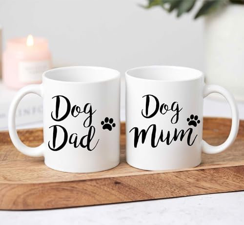 60 Second Makeover Limited Dog Mum Dog Dad Mugs Set Couples Gifts for Animal Lovers Pet Present Christmas Birthday His and Hers Gifts 11oz Ceramic Coffee Cups Dishwasher Safe Microwave Safe