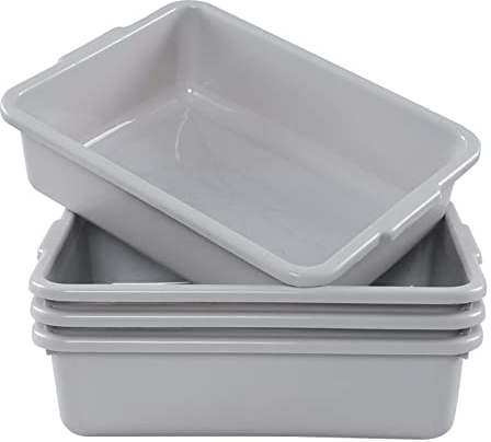 Neadas 8 L Barreño Plastico Rectangular Almacenaje, Color Gris Claro, Conjunto de 4