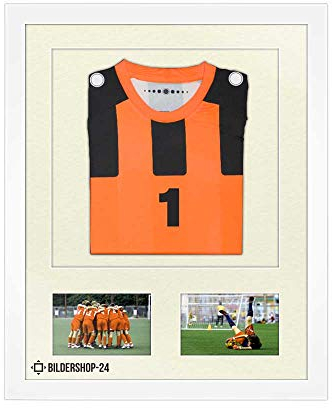 Bildershop-24 Bilderrahmen Trikotrahmen stabil RahmBig Weiß 50 X 70 cm Rahmen für Trikots, Sport Shirts + Passepartout Elfenbein