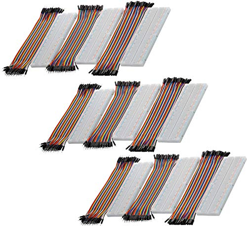 AZDelivery 3 x MB-102 Breadboard Kit - (Set of 3) 830 Tie-Point Solderless Breadboard Prototype PCB Board + (Set of 3) Jumper Wires M2M/F2M/F2F(40 PCS each) compatible with Arduino including E-Book!