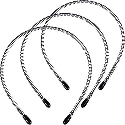 3 Paquets Bande de Cheveux Unisexe Bandeau en Métal Cerceau de Cheveux Noirs de Printemps Antidérapant Hommes Femmes Sports Mode Couvre-Chef(Petit Ressort)