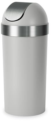 Umbra Venti Poubelle de cuisine à couvercle basculant de 48,9 l – Grande poubelle de 88,9 cm de haut pour intérieur, extérieur ou commercial, gris/acier