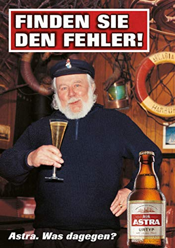 ASTRA Bier Werbung/Reklame Plakat DIN A1 59,4 x 84,1cm Finden Sie den Fehler, kultiges Poster aus St. Pauli