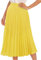 DRESSTELLS Faltenrock Damen Midi Plisseerock Elegent Boho Elastisch Chiffon Rock A-Linie Vintage Retro Rock Yellow L