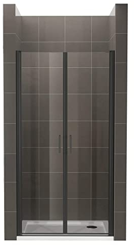 Duschtür STELLA 79x190 cm Nischentür Verstellbereich von 79-82 cm, Höhe: 190 cm, Dusche aus 6 mm Klarglas ESG Sicherheitsglas mit Nano und schwarze Aluminiumprofile - Alle Größen BC