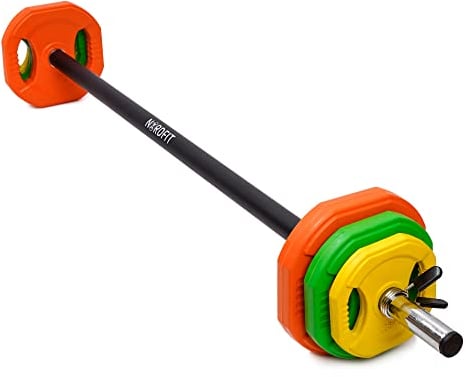 NORDFIT - 20kg Barbell Weights Set - Ideal Studio Pump Weights - Barbell Set for Home Exercise - Professional Adjustable Barbell & Weights - Strength Training Equipment (Rubber weights set)
