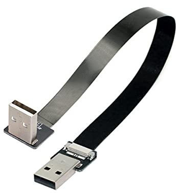cablecc FPC-Kabel, USB 2.0 Typ A Stecker auf Typ A Stecker, flach, 90 Grad, flach, FPC, für FPV, Disc, Scanner und Drucker, 20 cm