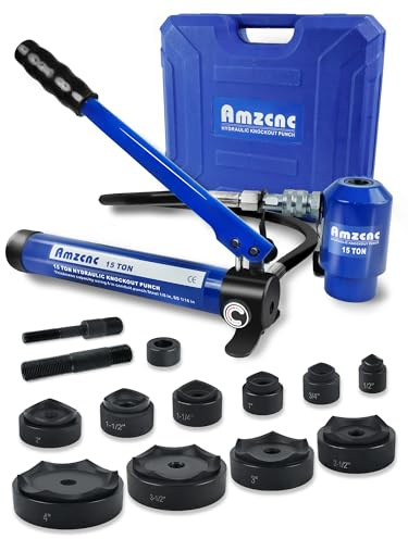 AMZCNC Hydraulischer Lochstanzer Blechstanze für elektrische Leitungen, 1/2 bis 4 Zoll (15T (1,2 - 10,2 cm)