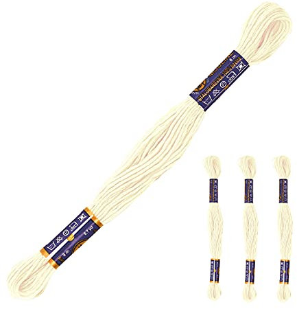 3 Docken Stickgarn je ca. 8m Sticktwist 100% Baumwolle Stickerei verschiedene Farbwahl, Farbe :1102 sahnig