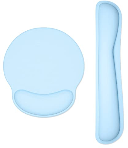 Dapesuom Keyboard Wrist Rest and Mouse Pad Set, Memory Foam Wrist Rests with Non Slip Base for Easy Typing & Pain Relief, Ergonomic Design, Sky Blue