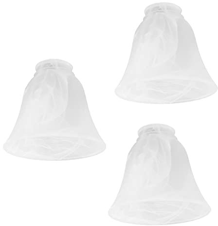 Voguad 3 Pack White Alabaster Ceiling Fan Light Covers, Bell Glass Shade Replacement Globe for Bathroom Vanity Fixture, Chandelier, Wall Sconce with 2 1/4 inch Fitter Opening, G0107