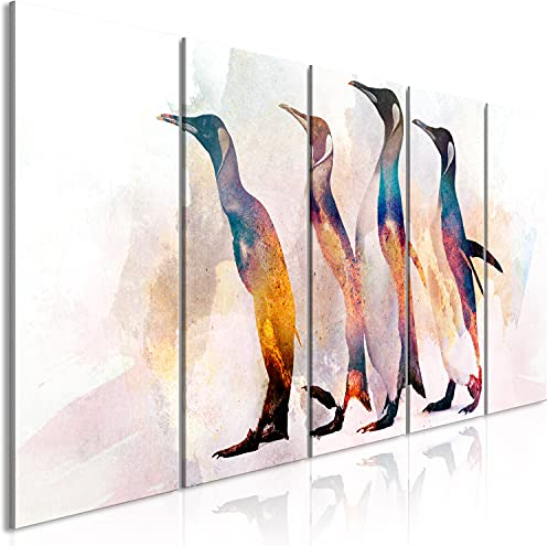 murando - Akustikbild Pinguin 5 tlg - Bilder Akustikschaum Schallschutz Wand Deko Kunst Akustikpaneele Wandpaneele Schalldämmung Wandbild Schallabsorber Akustikplatten Betonoptik Tier g-C-0265-b-m