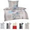 BaSaTex Feinbiber Winter Bettwäsche warme und kuschelige Bettgarnitur und Kissenbezug 135x200 + 80x80 cm | 100% Baumwolle | Kitzbühel - Landhaus - Beige Blau Grau