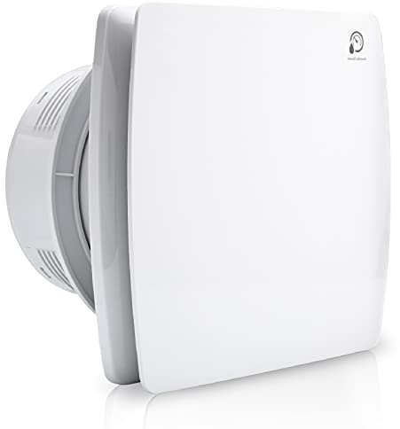 Cecaylie Ø100mm Badlüfter mit Feuchtigkeitssensor Leiser Abluftventilator mit Einstellbarer Nachlaufzeit,Wandventilator mit Timing für Bad Küche WC Badezimmer – weiß