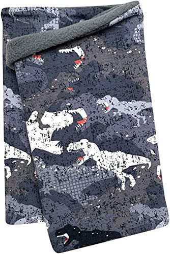 Wollhuhn Mädchen/Kinder/Jungen Warmer Schlupfschal/Halstuch Innen Fleece Gefüttert Viele Motive Winter Übergangszeiten (Dino Camouflage Grau)