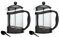 Black Plastic Cafetiere Coffee Maker French Press Pot (Makes 12 Cups) - Set of 2