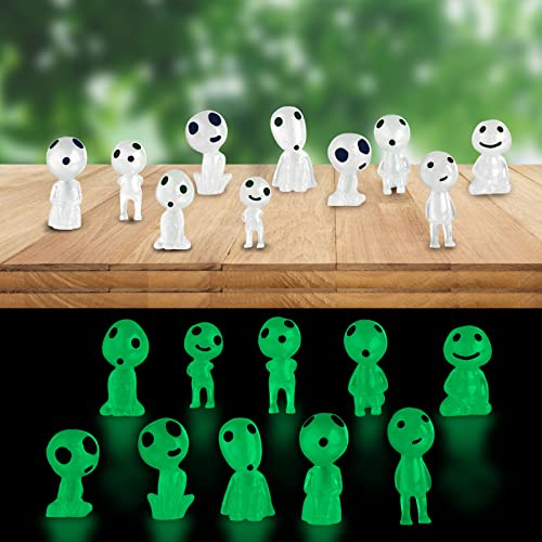EEEKit 10 Stück Leuchtende Baumelf Figuren, Halloween Miniatur Geist Geister, Leuchten im Dunkeln Baumelf Puppe, Mononoke Alien Statue Ornament