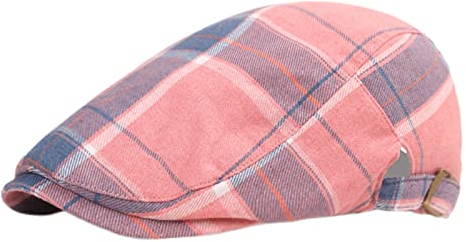 Lifup Unisexe Casquette Plate Béret en Coton, Chapeau de Loisirs Réglable Rose