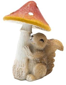 HEITMANN DECO - Keramikfigur Fliegenpilz mit Eichhörnchen, braun/rot/weiß, ca. 13cm