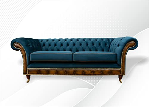 jvmoebel Chesterfield 3 Sitzer Türkis Dreisitzer Design Couchen Polster Sofa Sofas Textil