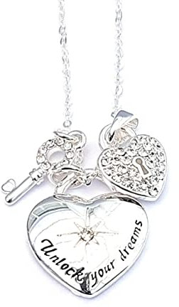 equilibrium Silver Plated Padlock Key Message Pendant Necklace Unlock Your Dreams