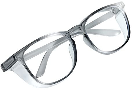 Blue Light Blocking Safety Glasses, Anti-Fog Safety Goggles with Side Shields, Clear Anti-Dust Glasses for Men & Women, Grey