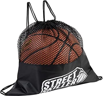 STREET SKILLER Basketball Balltasche aus Polyester, ohne Ball. Turnbeutel-Design, mit Kordelzug als Schultergurte, für einfachen Transport. Luftdurchlässiges Netz-Material. Belastbar bis 5,5 kg