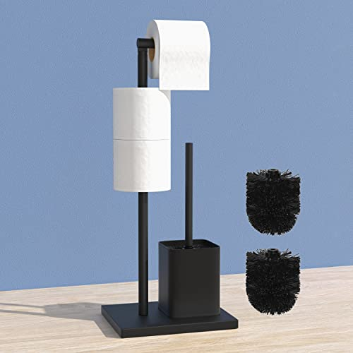 Soporte para Papel higiénico de pie con escobilla de Inodoro de Acero Inoxidable, Soporte para Papel higiénico con escobilla de Inodoro, con Soporte para Papel higiénico de pie y escobilla de Inodoro