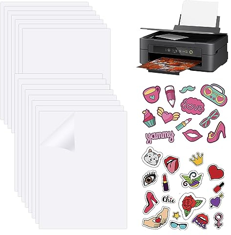 PEALOVCOM 15 Hojas de Vinilo para Imprimir Adhesivo A4 Vinilo Imprimible Transparente Papel de Vinilo para Impresora de de Inyección deTinta o Láser para Hacer Estiquetas Manualidades