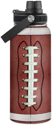 Football Water Bottle 32oz Stainless Steel Insulated Bottles for Men Boys Sports Lovers Fan Players Coach - Softball Gifts for Birthday Christmas