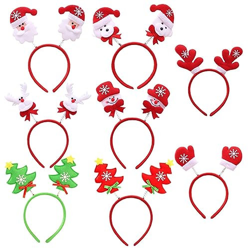 8pcs Serre-tête de Noël Accessoires Bandeaux de Noël avec Père Noël et Arbre de Noël, Bandeaux de Noël pour Enfants, Garçons, Filles, Accessoires de cheveux Fêtes de Noël
