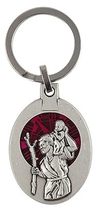 NKlaus Schlüsselanhänger Heiliger Christophorus rot Gott schütze Dich Schutzpatron 14861