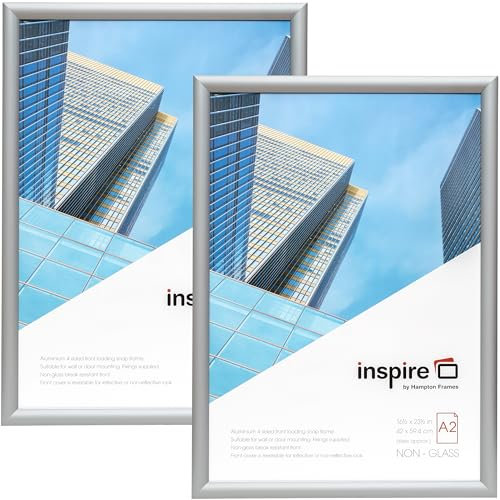 Inspire by Hampton IBH-SNAPA2S-2PK Lot de 2 cadres à clipser en acrylique sans verre Argenté Format A2 42 x 59 cm