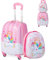 SOARS Kinderkoffer & Rucksack, Kindertrolley mit Rollen & verstellbarem Griff, Koffer Set, Kindergepäck, Reisekoffer Kinder Jungen & Mädchen, für Spielzeug, Kleidung (Einhorn A, 12+16)