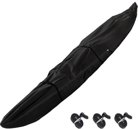 LDIW Kayak Cover, 420D Trailerable Kayak Covers for Outdoor Storage, Waterproof & UV Protection Canoe Cover for Indoor/Outdoor Storage,Black,16FT