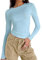 OYIGELZ Women's Basic Long Sleeve Shirt Crop Tops Y2K T-Shirt Slim Fit Casual Tee Shirt Streetwear(Sky Blue-a,S)
