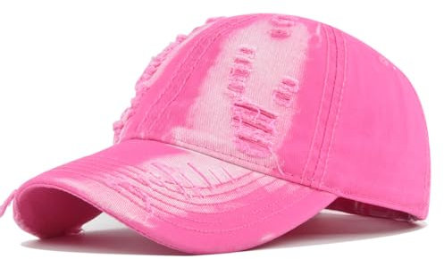 Leo's Light Unisex Vintage Basecap Verstellbare Distressed Washed Baseballkappe für Damen Herren Golf Sport Outdoor (Baumwolle, Rosa)