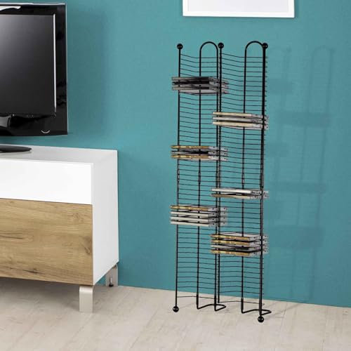 Atlantic 100 CD Nesting Tower - Holds 100 CDs, Efficient Space Saving Design, Thick Steel Construction, Bronze Finish with Cherry Wood Accents (Updated)